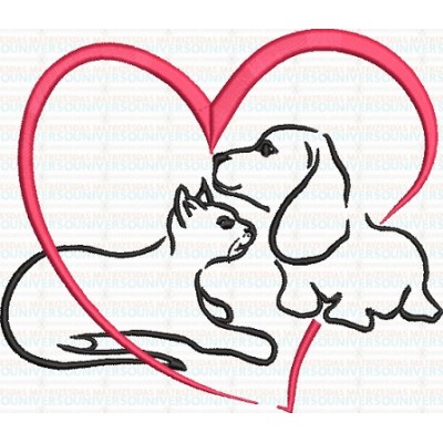 Matriz de Bordado Cachorro e Gato  Matriz de Bordado Cachorro e Gato