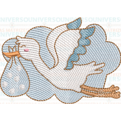 Matriz de Bordado Cegonha Menino