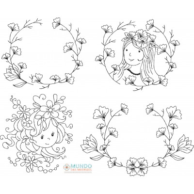 Matriz de Bordado Coleção Flores na Cabeça Matriz de Bordado Coleção Flores na Cabeça