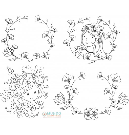 Matriz de Bordado Coleção Flores na Cabeça Matriz de Bordado Coleção Flores na Cabeça